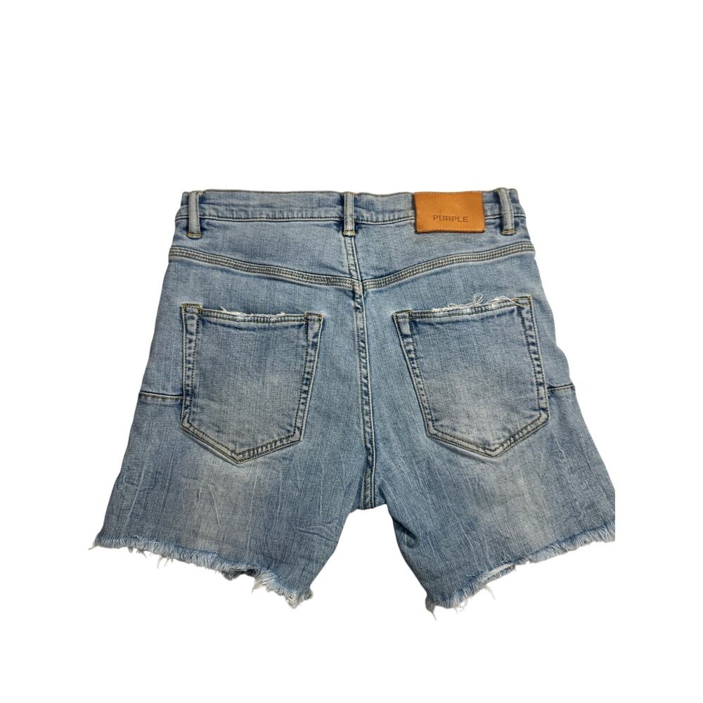 Purple Distressed Denim Shorts Light Wash Women's 29 Button Fly Y2K Streetwear - Picture 2 of 15